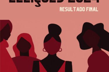 Imagem contendo frase Eleições 2024 resultado final. Abaixo há uma ilustração contendo quatro pessoas e a logo do SINASEFE-MS.